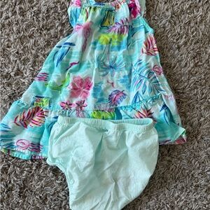 The Children's Place Tropical Print Dress with Diaper Cover